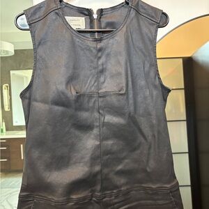 Sleeveless Black Faux Leather Women’s Top